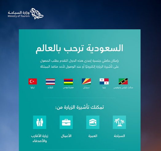 السعودية تتيح تأشيرة الزيارة الإلكترونية لـ6 دول جديدة