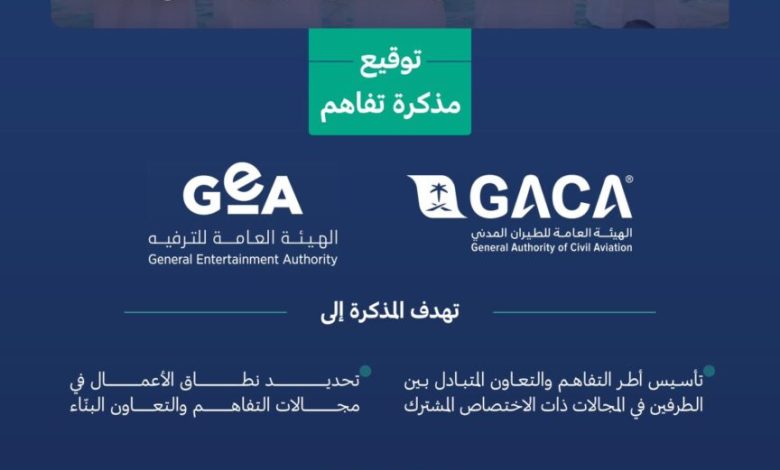 تعاون بين" الطيران المدني" و"هيئة الترفيه" لتعزيز التعاون في المجالات المشتركة