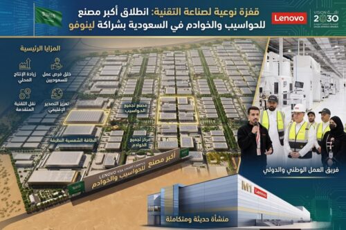 قفزة نوعية لصناعة التقنية: انطلاق أكبر مصنع للحواسيب والخوادم في السعودية بشراكة “لينوفو”