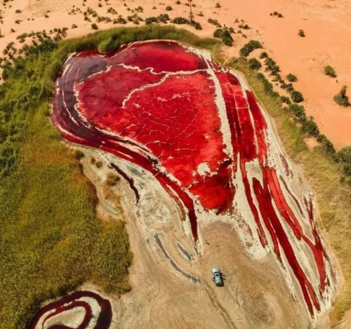 عندما يلتقـي الجمـال بالغموض ويعـانق السحـر الطبيعـة .. بحــيرة الطرونــة الحمـراء