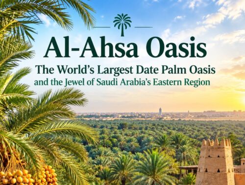 Al-Ahsa Oasis: The world’s largest date palm oasis and the jewel of tourism in the eastern region of Saudi Arabia.
